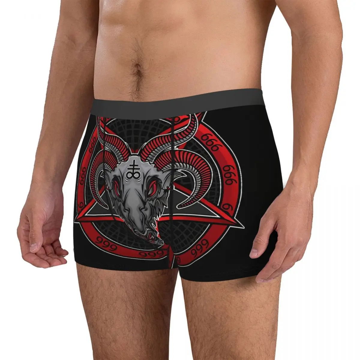 On Pentagram Men Boxer Briefs Underwear Baphomet Highly Breathable High Quality Sexy Shorts Gift Idea