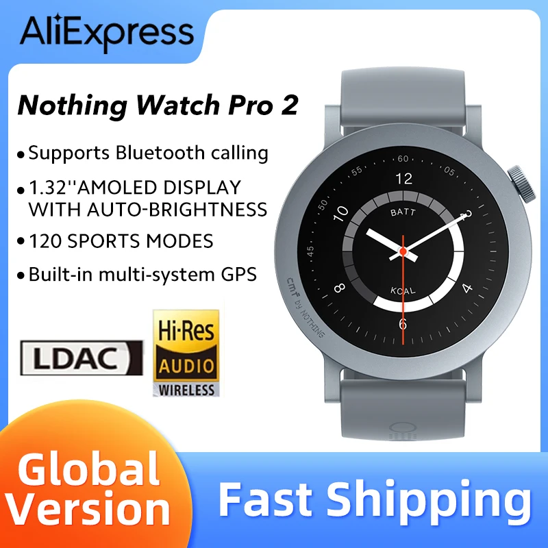 شحن سريع الإصدار العالمي لا شيء CMF Watch Pro 2 1.32 "AMOLED بلوتوث 5.3 BT مكالمات مع AI للحد من الضوضاء GPS 340mAh