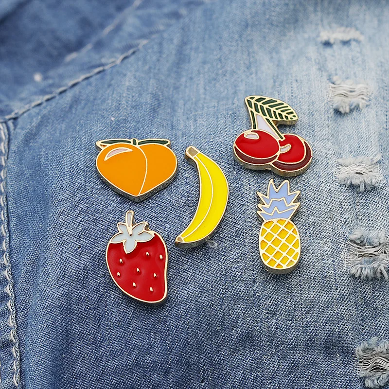 Cartoon Fruit Brooch Cute Watermelon Pineapple Cherry Banana Enamel Pins Jackets Lapel Pin Badge for Women Jewelry image 4