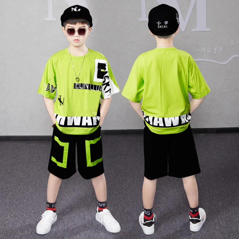 

Children Summer Two Piece Short Sleeve Clothing Set 2023 New Boys Mid to Big Boy Korean Loose Fit Child Sportswear Trend