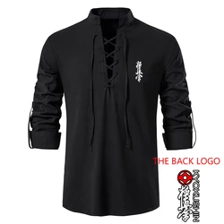 Kyokushin Karate Printing Fashion 2023 New Man's Summer Soild Color Flax Long Sleeve Comfortable Classic Slim Fit T Shirt Tops