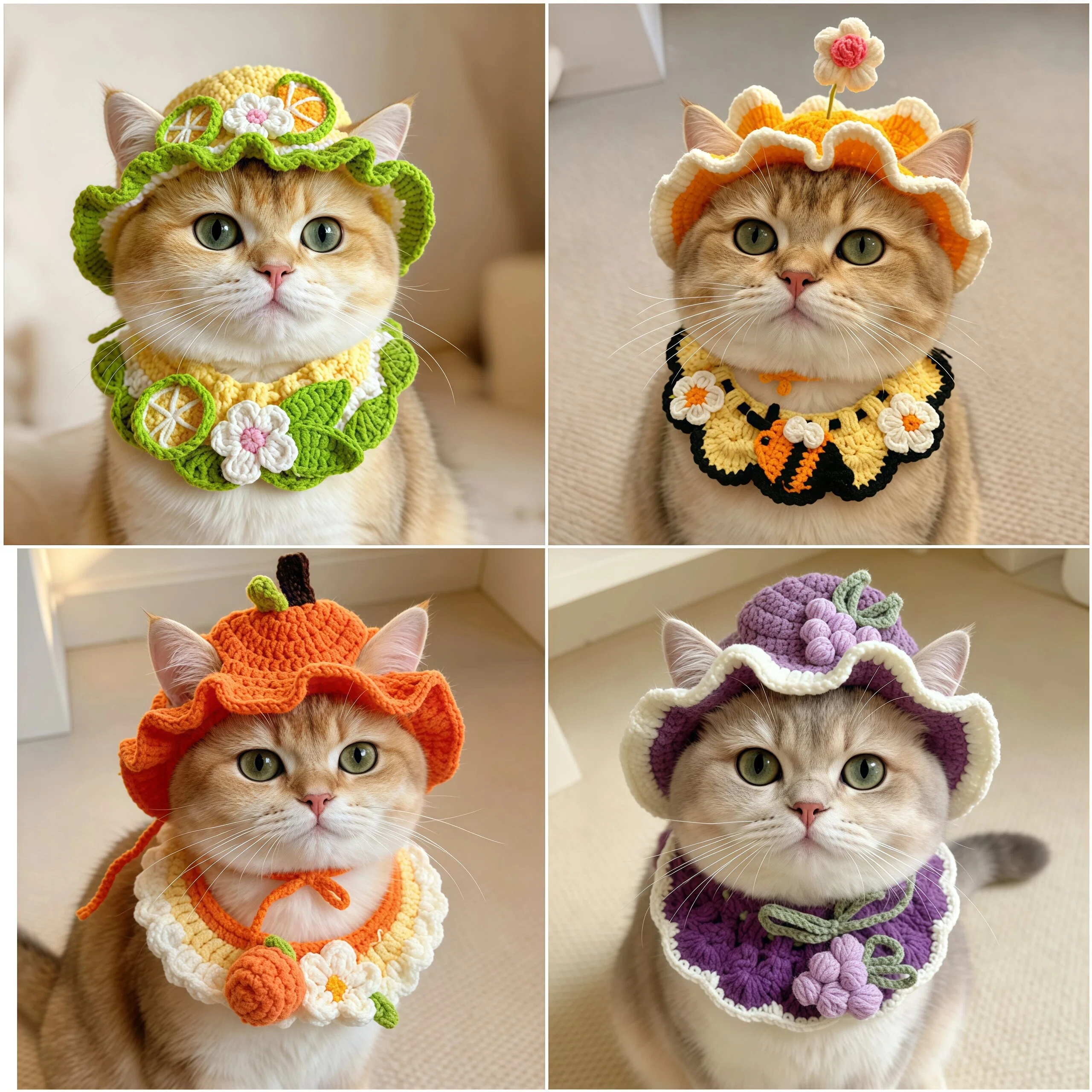 Niedliches Katzenmützen-Schal-Set, lustiges Haustier-Party-Cosplay-Kopfbedeckungsset, zart verarbeiteter Saum, Anhänger-Dekor, elastische Strickmütze, Schal, Haustierbedarf