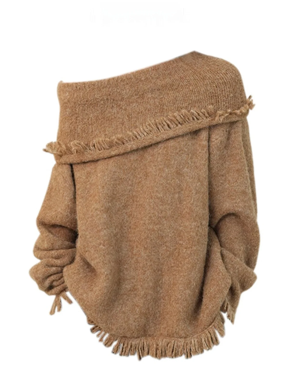 

Ретро-свитер с цветными кисточками и длинными рукавами, вязаный, женский, зимний, свободный крой, удобный, вязаный джемпер