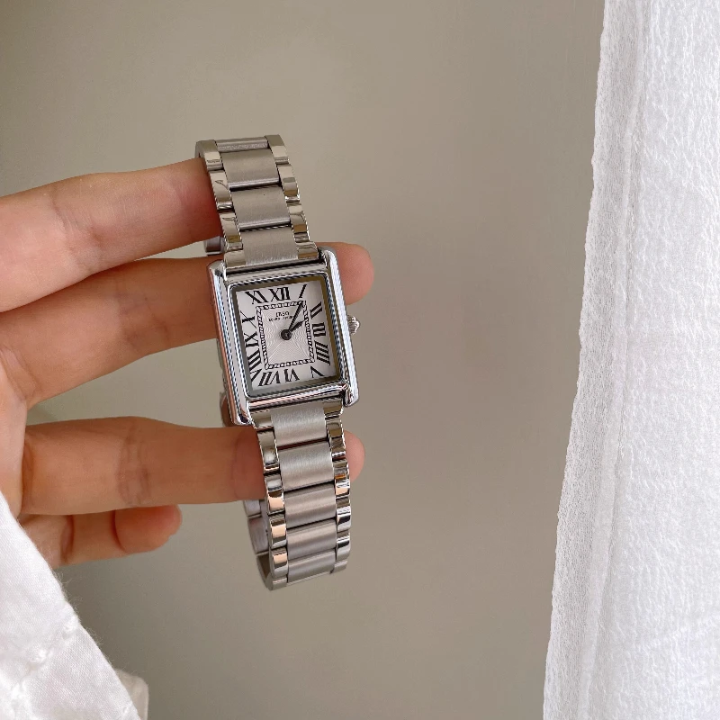 

Stainless Steel Watch for Women 2025 Luxury Ladies' Timepiece Classic 16mm Square Vintage Slim Quartz Watch Birthday Gift