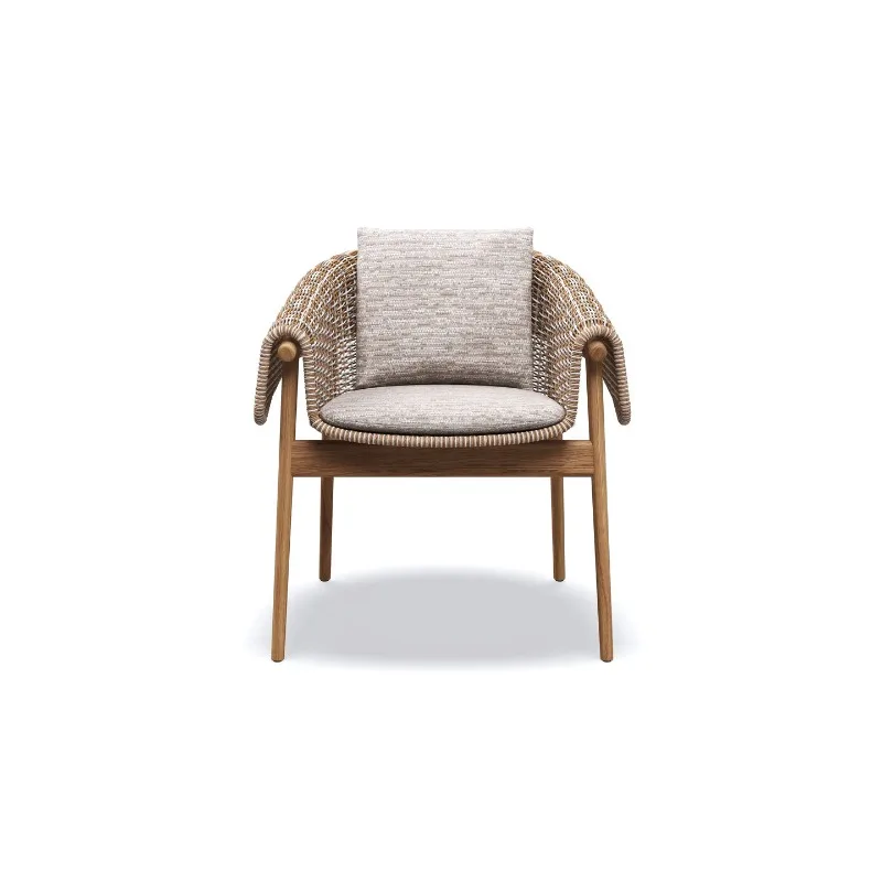 Outdoor rattan solid wood balcony garden tables and chairs courtyard open-air rain-proof retro sofa furniture
