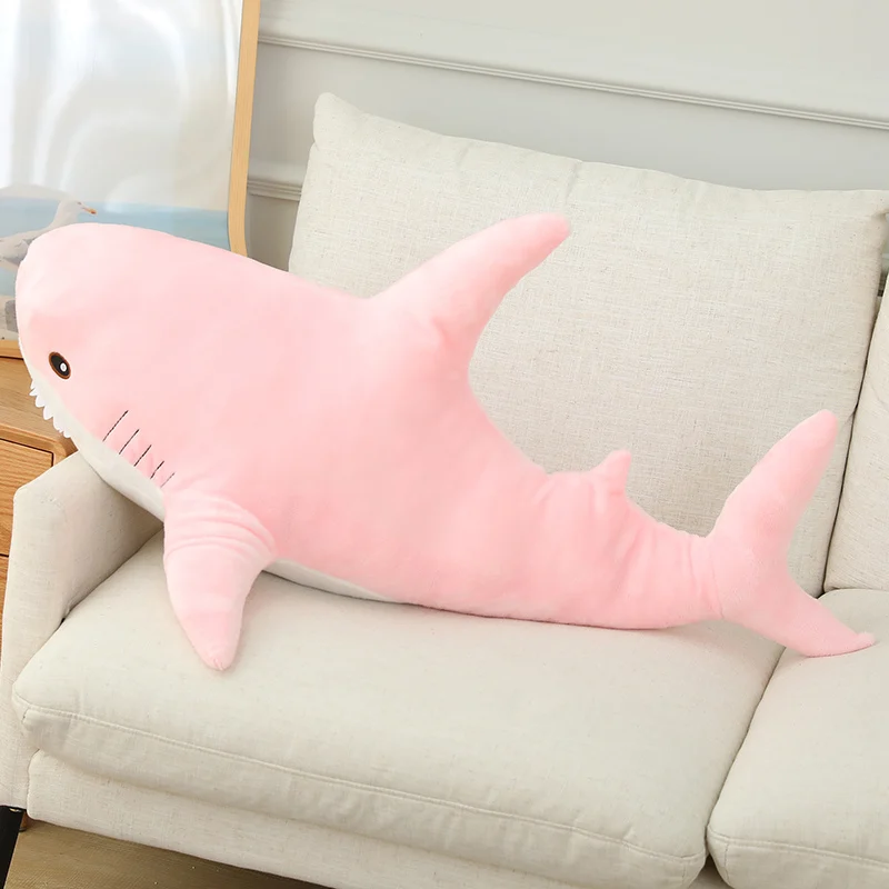 Requin en Peluche Coloré Bleu/Rose/Gris, Poisson Doux, Baleine au Beurre, Oreiller de Sommeil Kawaii, Cadeau pour Enfant Fille et Garçon, 15-140cm