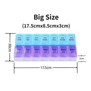 أسبوعيا محمولة حبوب منع الحمل السفر حالة مربع 7 أيام منظم 14 شبكة تخزين حبوب منع الحمل حاوية أقراص الطب الفيتامينات زيوت السمك أفضل 12 صندوقا مبيعا للأدوية - رقم 1