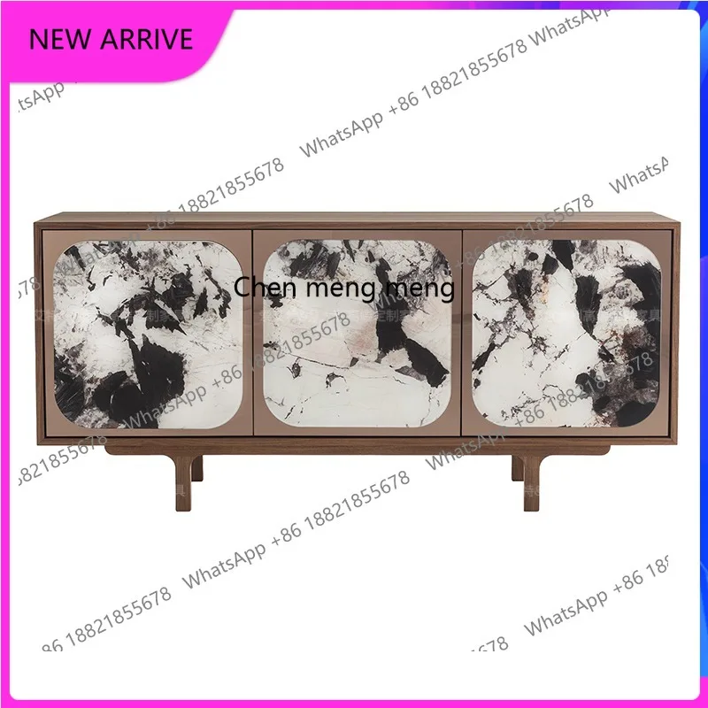 

K4050 Nordic light luxury rock slab door cabinet Italian minimalist storage cabinet Solid wood modern simple dining side cabinet