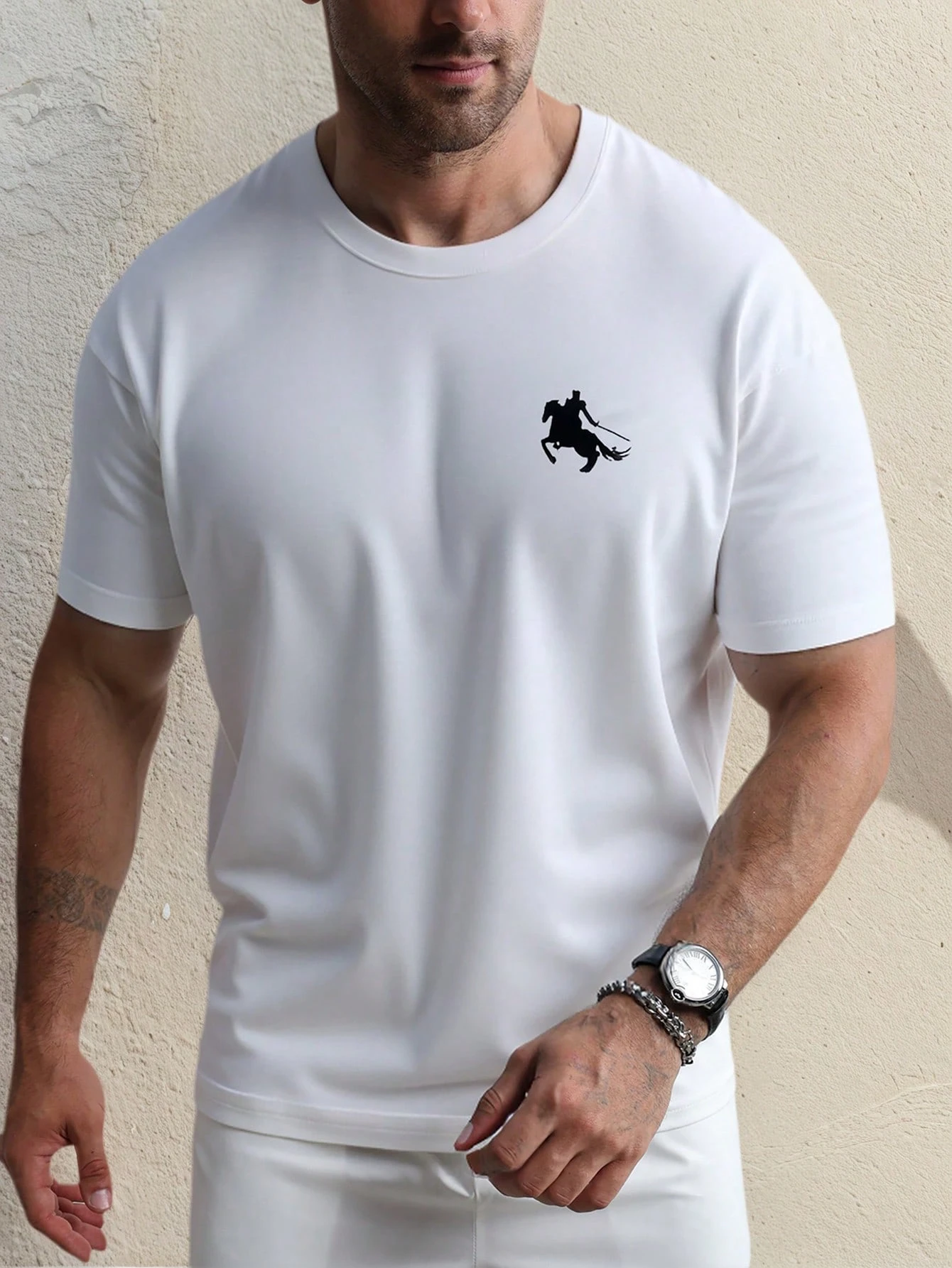 2026 Summer Vintage Oversized Graphic T‑Shirt For Adults Kids Minimal Horse Chest Logo Art Loose Short Sleeve Street Tee