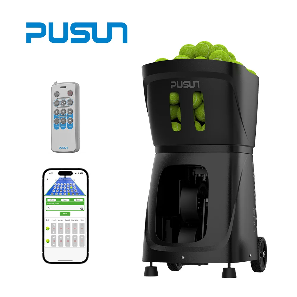 2026 Tennis Ball Machine Coach Pusun Automatic APP Control Tennis Ball Launch Training Equipment Shooting Machine