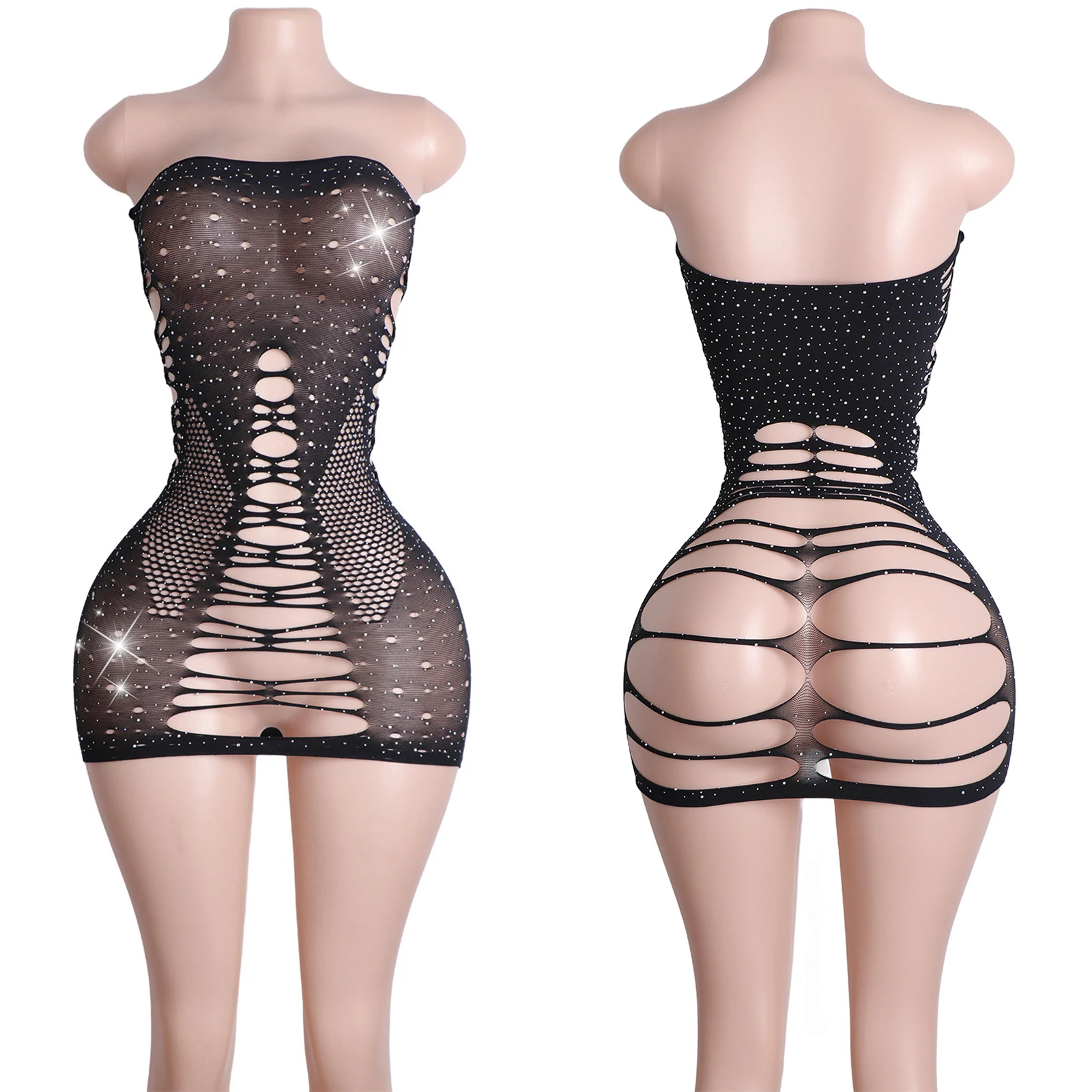 

Elegant Diamond Two-Piece Set for Women Luxury Sequin Bodysuit Club Show Performance Wear Sexy Exotic Outfit for Night Party