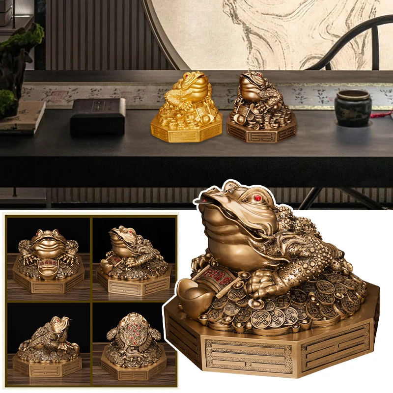 Feng Shui Toad Mascot Crafts Money Lucky Fortune Wealth Chinese Golden Frog Toad Coin Home Office Car Ornaments Lucky Gifts