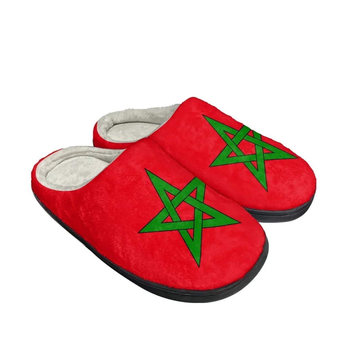 Fashion Morocco Flag Design Women Indoor Slippers Winter Home Flat Shoes Slides for Bedroom Comfortable Non-slip Couple Footwear