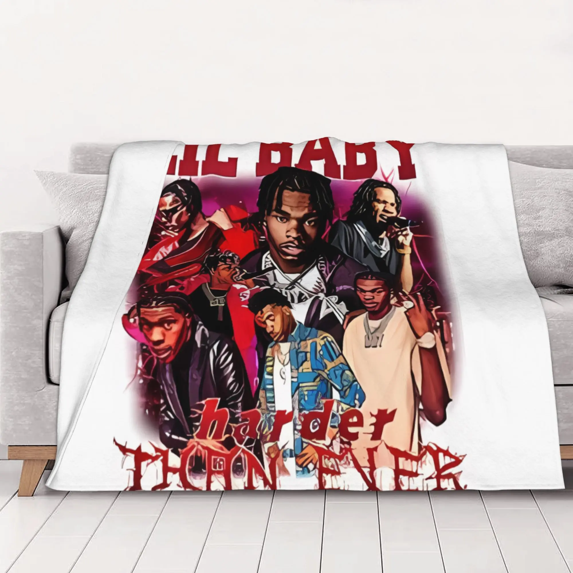 1PC home Cute Room Decor Lil Bootleg red Blanket Throw Blanket Rapper Lil Baby Novelty Warm Blanket All Season