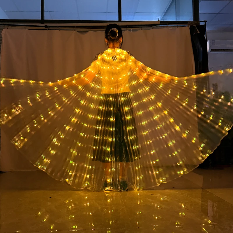 LED Colorful Luminescent Cloak Dancers Luminous Butterfly Belly Dance Wing Stage Performance Dance Carnival Costumes Photo Prop