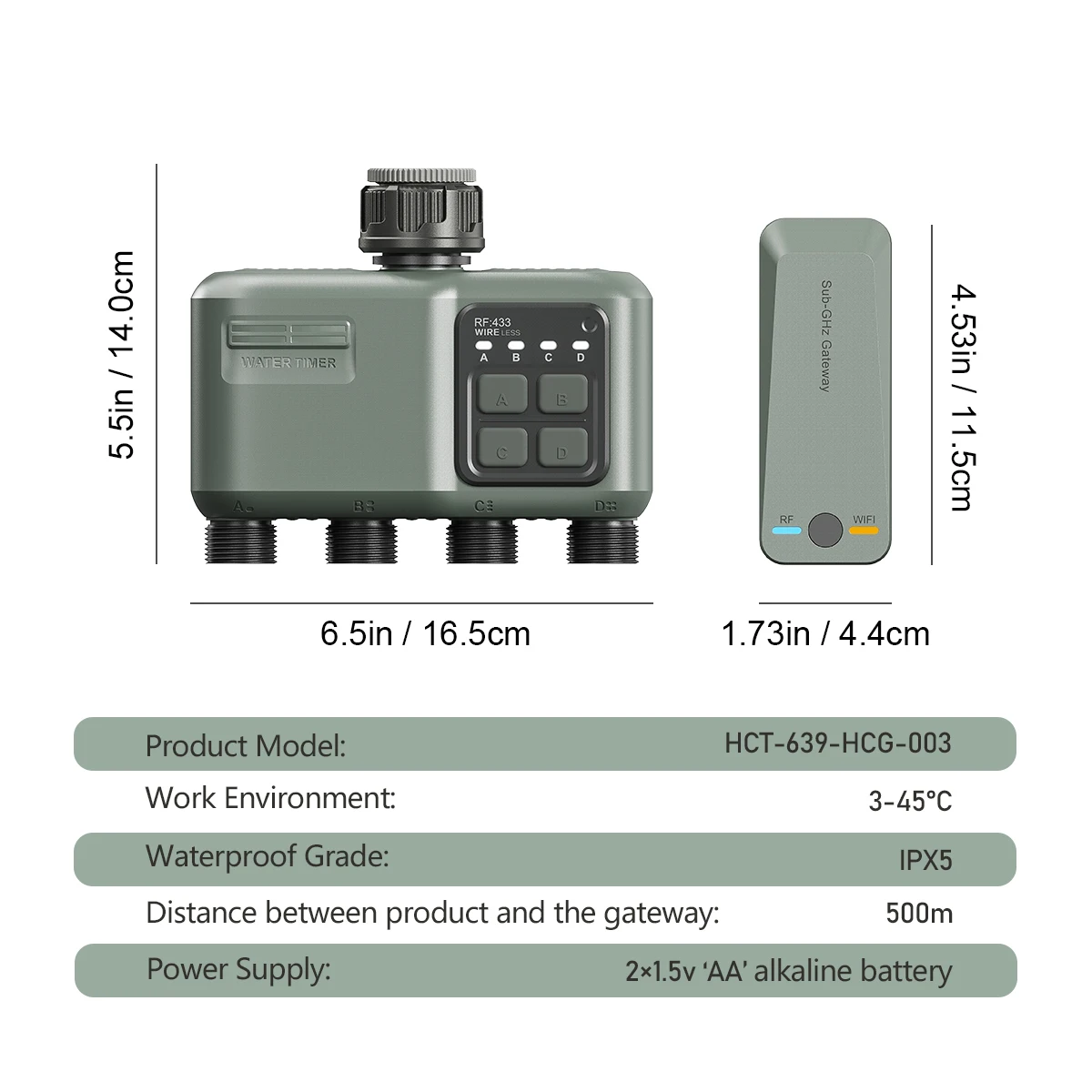 Tuya Digital Hose Watering Timer Automatic Irrigation Controller 4 Outlet  Battery Powered Built-in Rain Delay Water-Resistant