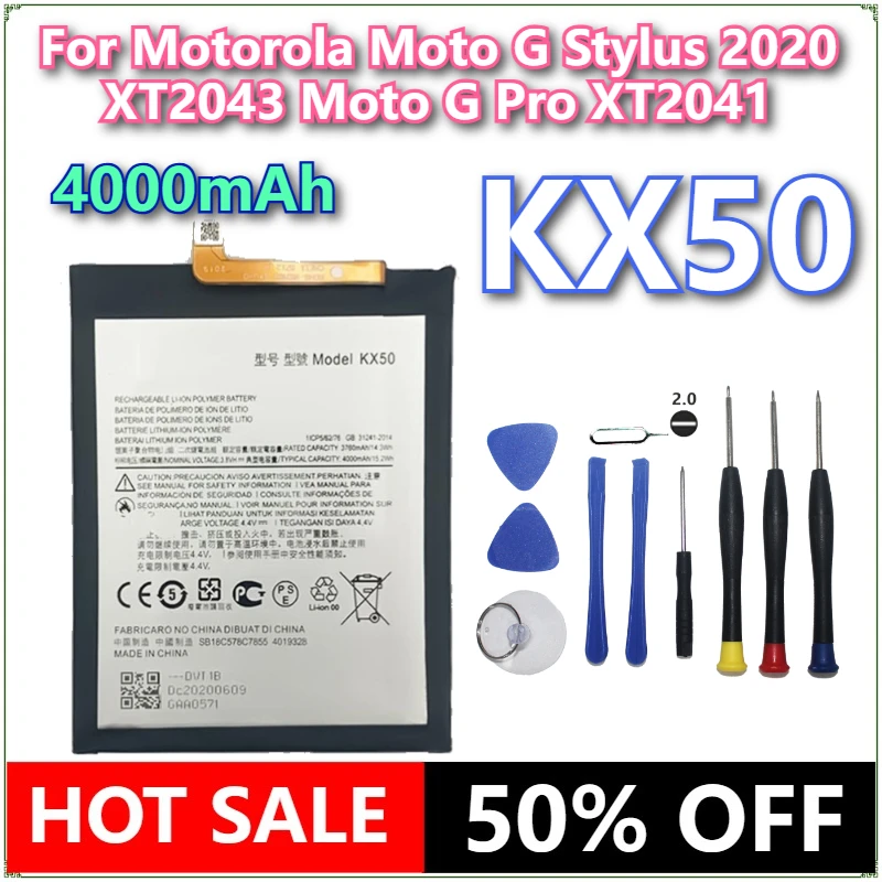 Brand New KX50 4000mAh Mobile Phone Battery For Motorola Moto G Stylus 2020 XT2043 Moto G Pro XT2041 Phone Batteries + Tools
