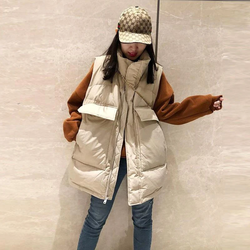 

plus Size Autumn Winter Svel Loose Slimming Mid-Length Cotton Vest Jaet Women's Faionable Outerwear Comfortable Fit