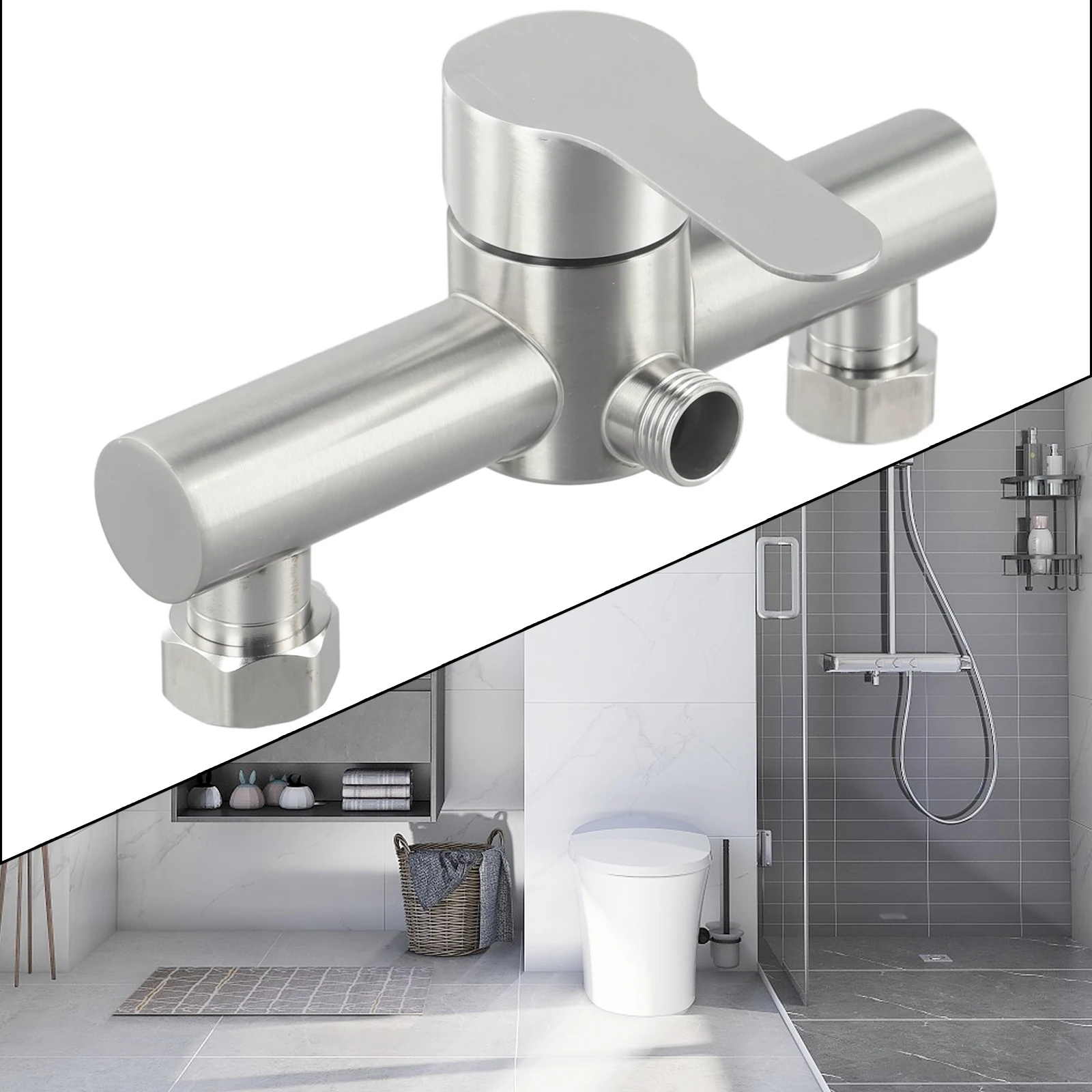 Keran Shower kamar mandi Stainless Steel, Aksesoris Kamar Mandi, keran Shower pegangan tunggal pasang di dinding, keran Mixer air panas dan dingin