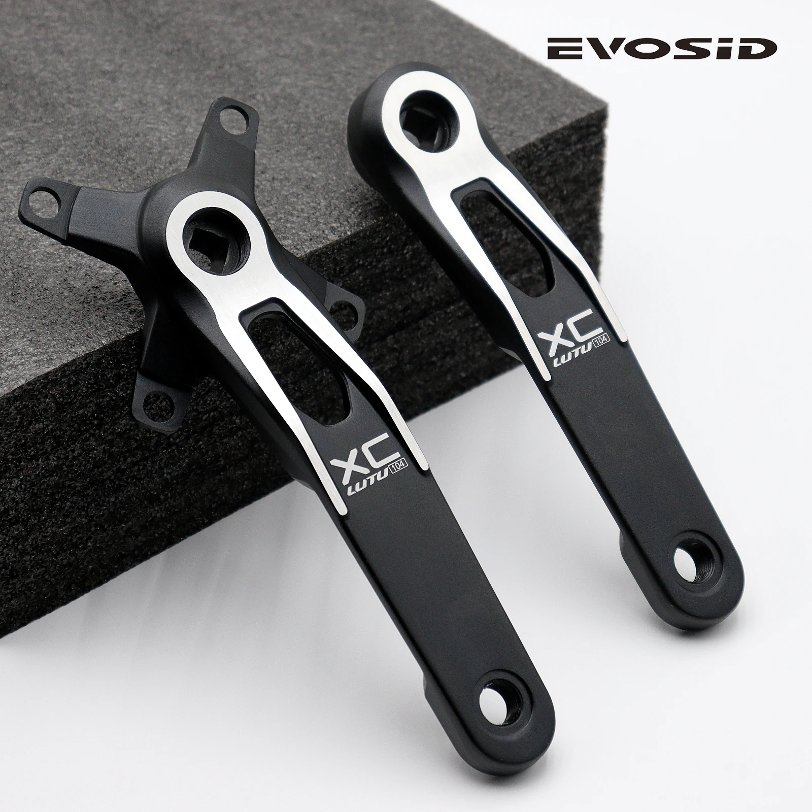 EVOSID XC Square Hole Bicycle Crankset Aluminum Alloy MTB Crank 170mm Narrow Wide Teeth 104BCD 32T/34T/36T/38T