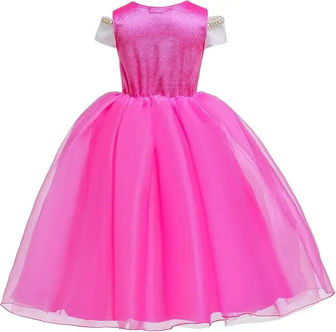 Little Girls Elegant Pink Princess Dress Up Clothes Halloween Birthday Party Costumes Kids Girls Dresses 2 Little Girls Elegant Pink Princess Dress Up Clothes Halloween Birthday Party Costumes Kids Girls Dresses 2