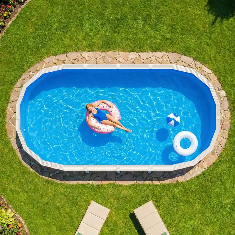 Poolfolie 3,6x6,2m, Poolfolie für 120 cm Wandhöhe, Ersatzfolie aus PVC, Innenfolie 0,8 mm Dicke, UniBead Schwimmbadfolie, Ersatzfolie, geeignet für Aufstellpools, blau