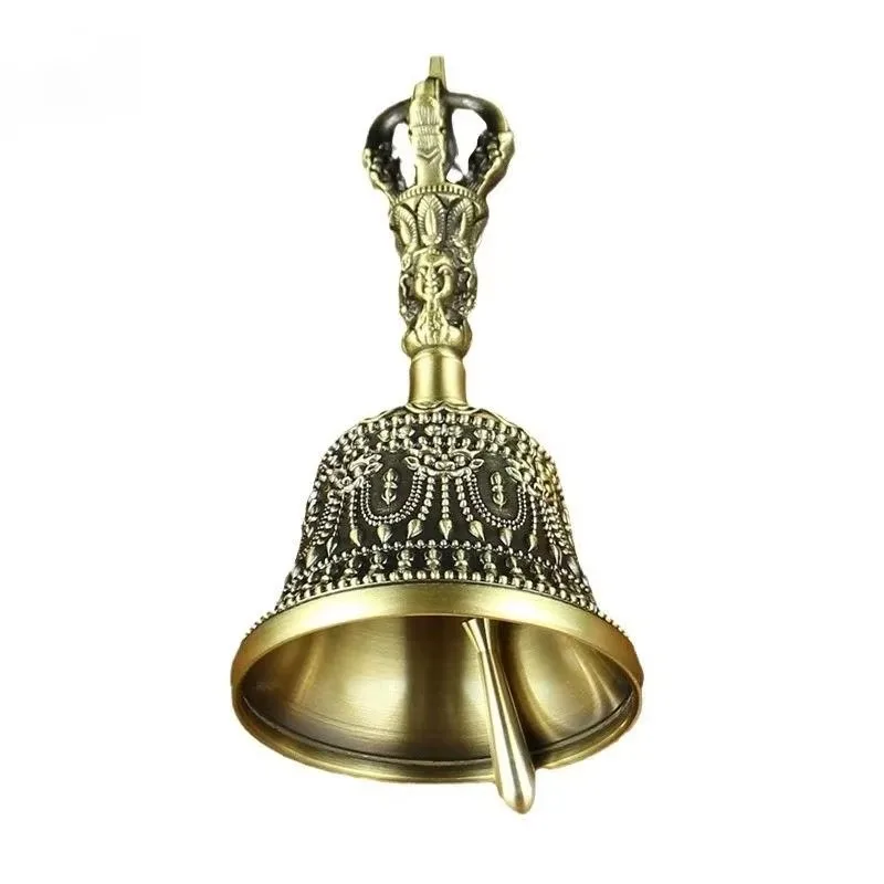 Nepal Handmade Brass Vajra Bell & Pestle Set, Tibetan Buddhist Chime for Meditation Sound Healing Ritual