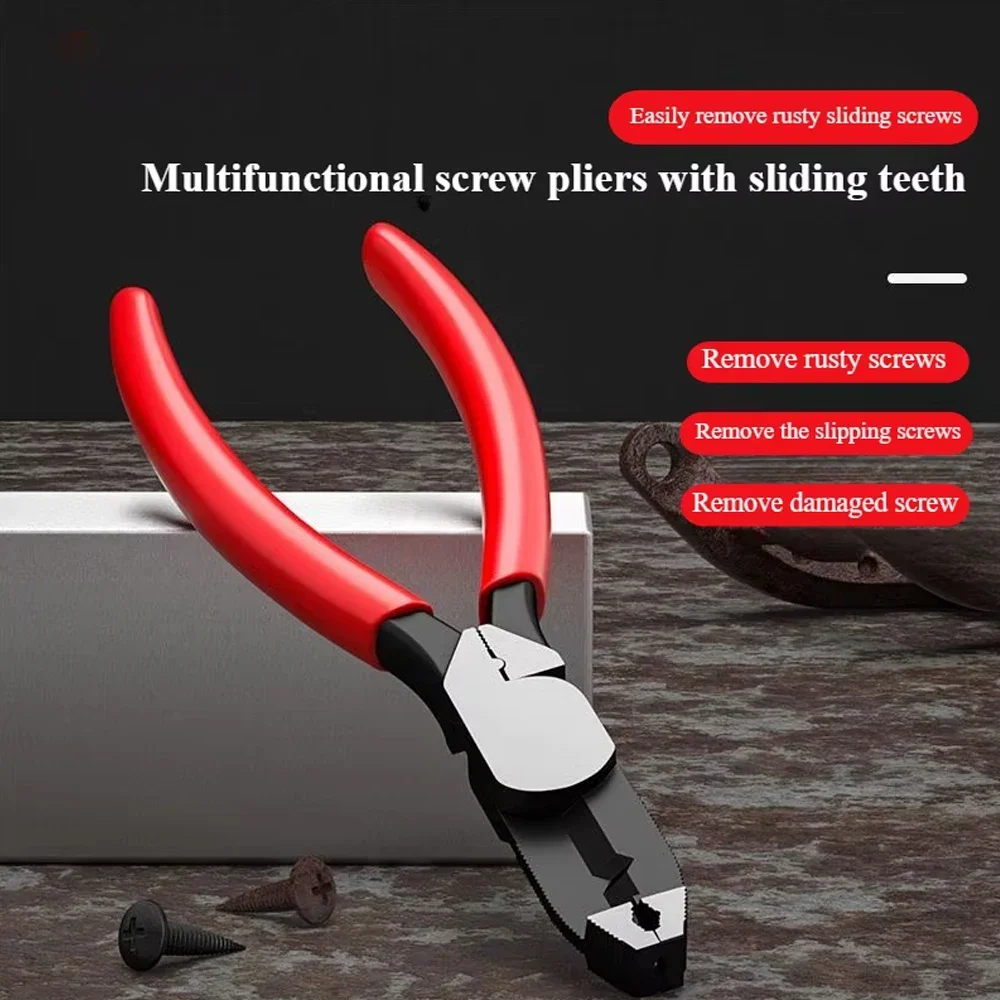 Multi-Function Sliding Tooth Screw Pliers for Rusty Wire Removal and Carp with Non-Slip Jaws