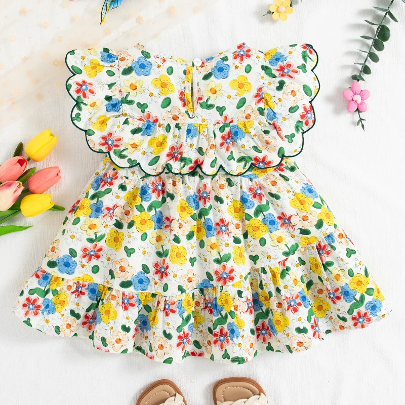 Baby Girl Dress Summer Girl Full Print Flower Cute Dress Cute Girl Princess Dress Baby Girl Clothes