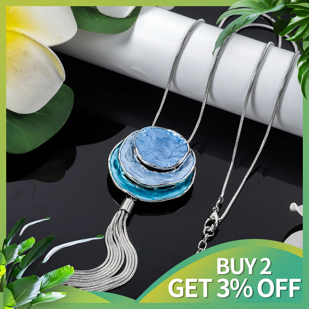 New in Pendant Necklace Round Layered Purple Fashion Chains 2023 Unique Trendy Jewelry Luxurious Gift Necklaces for Women Luxury