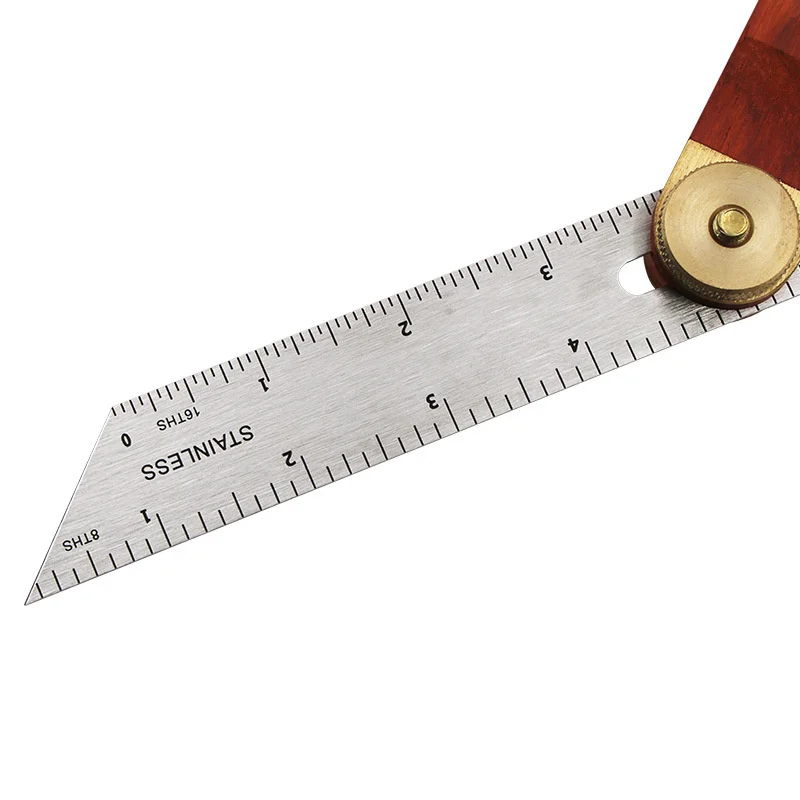 Woodworking Movable Angle Ruler Tri Square Sliding T-Bevel Level Measuring Tool Marking Gauge Protractor Red Wooden Handle