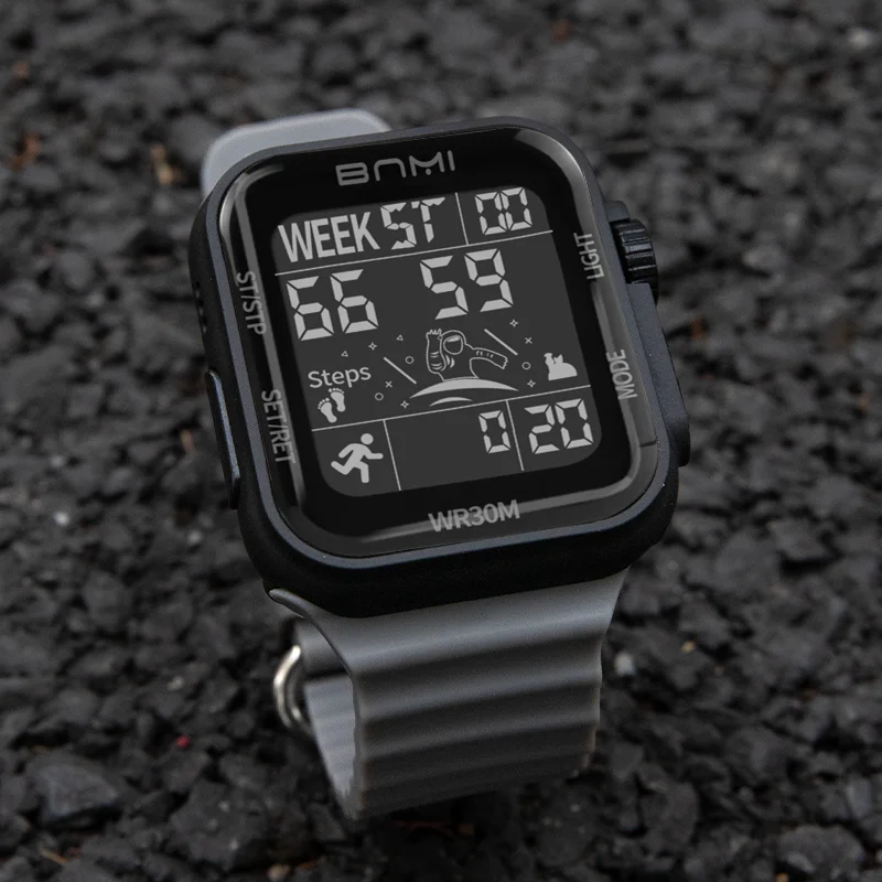 ผู้ชายกีฬาอิเล็กทรอนิกส์นาฬิกาแฟชั่น Square Dial ดิจิตอลสัปดาห์กันน้ํา Multi-นาฬิกาสีชาย 2025 ใหม่