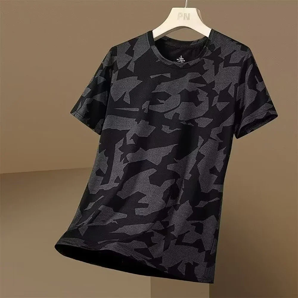 Men\'s T-shirt Fashion Camouflage Harajuku Running T Shirts Summer Breathable Quick Drying Short Sleeve Tops Casual Men Clothing