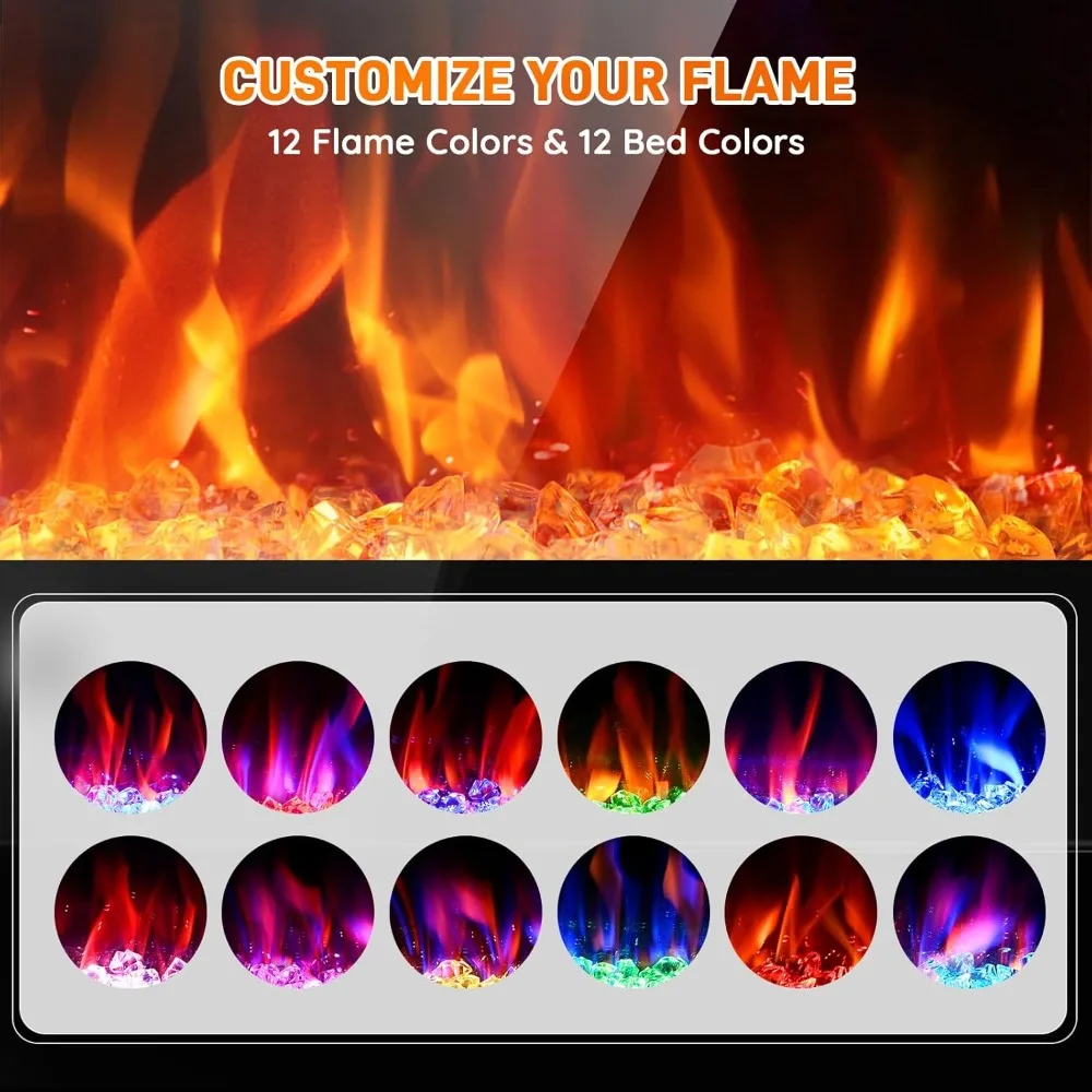 Inserto per caminetto elettrico Rintuf - Riscaldatore da incasso e da parete da 36 pollici con timer e controlli touchscreen