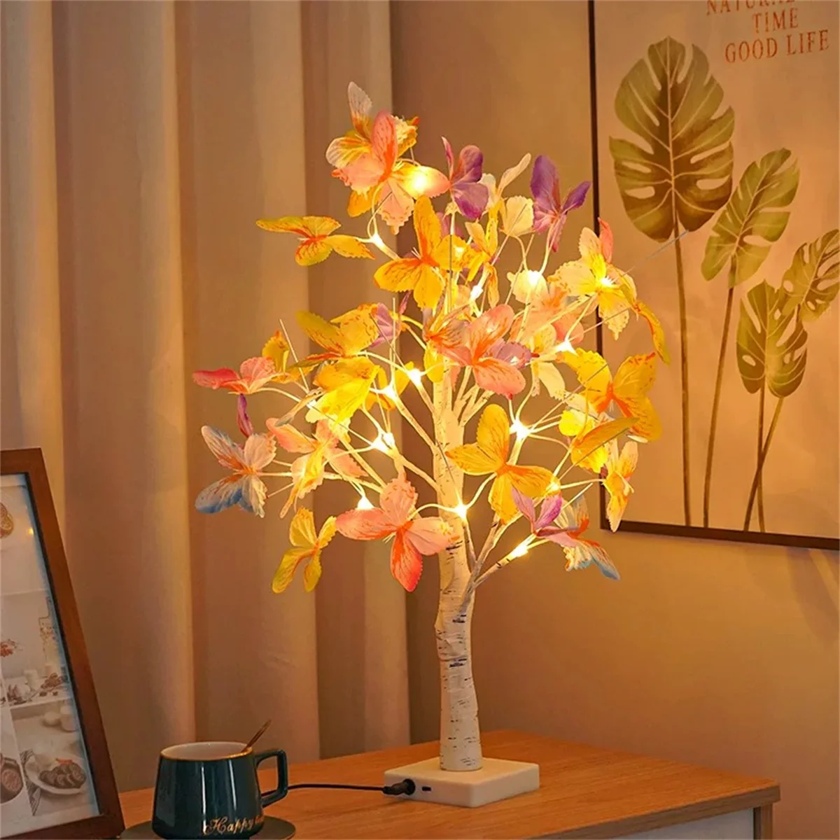 24LED simulation butterfly tree light USB battery box dual-use suitable for bedroom, living room, desktop decoration light