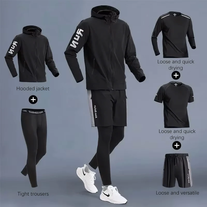 Men's Sportswear Set Running Gear Training Wear Quick-Dry Clothes Runs Cycling Tights for Spring Autumn Sports Fitness Clothing