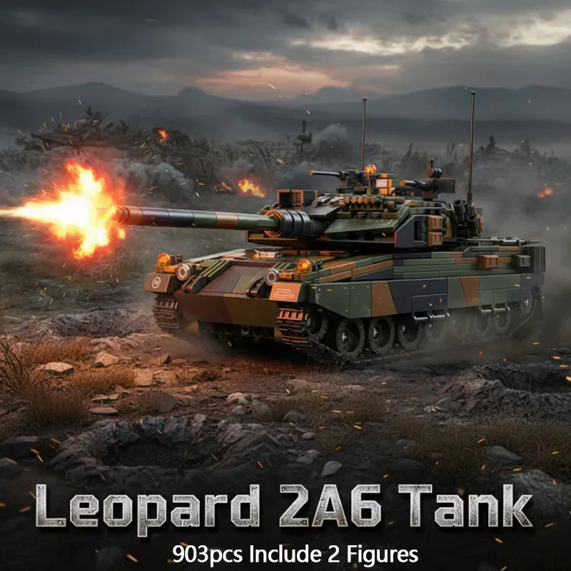 

Военная серия конструкторов: Тяжелый танк Leopard 2A6, наборы кирпичиков, креативные игрушки времен Второй мировой войны для мальчиков и взрослых, праздничные подарки