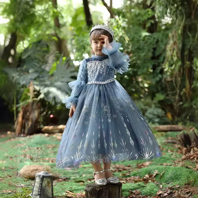 RT01 блестящее платье принцессы из фильма «Холодное сердце» Эльзы для дня рождения, косплея на Хэллоуин, нарядное пасхальное платье * JK2