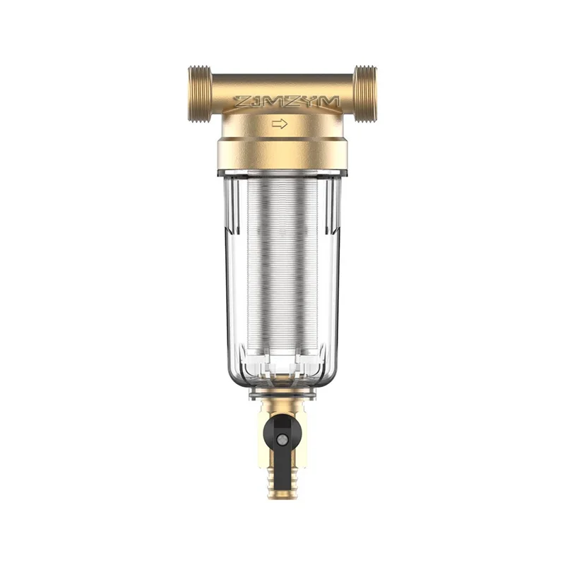 Reusable Whole House Spin Down Sediment Water Filter, 0.5W Micron Flushable Prefilter Filtration, Lead-Free Brass