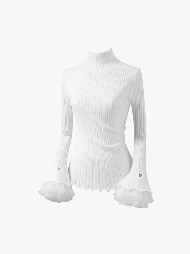 

Трикотажная шерстяная кофта Romatic House FORNIYOYO с длинными рукавами, съемными рукавами-лотосами и высоким воротником, облегающая, теплая