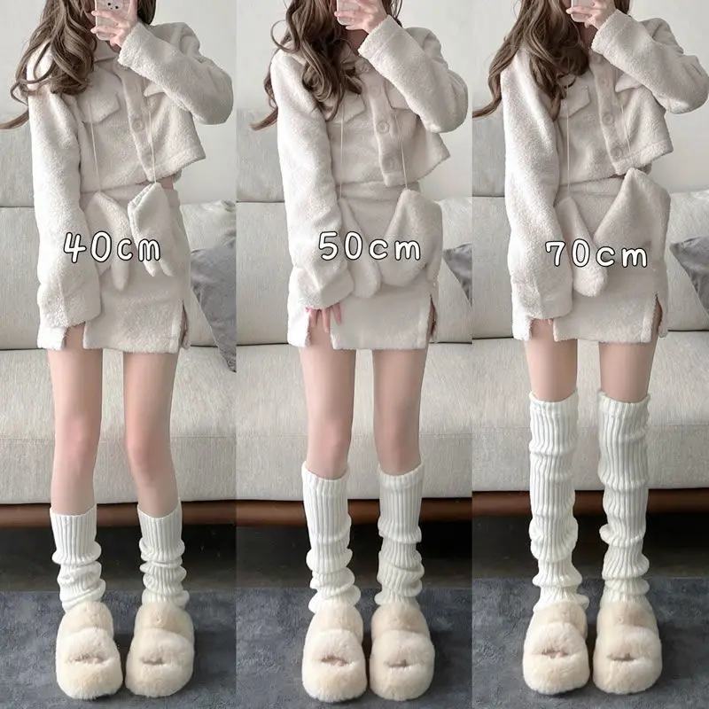 

Socks JK Leg Lolita Long Women's Warmers College Style Knitted Warm Socks Autumn Winter Over Knee Boot Cuffs 70/50/40cm