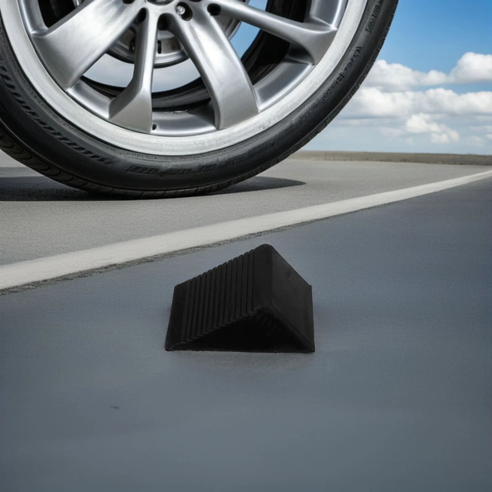 1pc Universal Portable Durable Rubber Wheel Chock Tire Triangle Pad Non-Slip Car Parking Tool For Truck Heavy Duty Vehicles