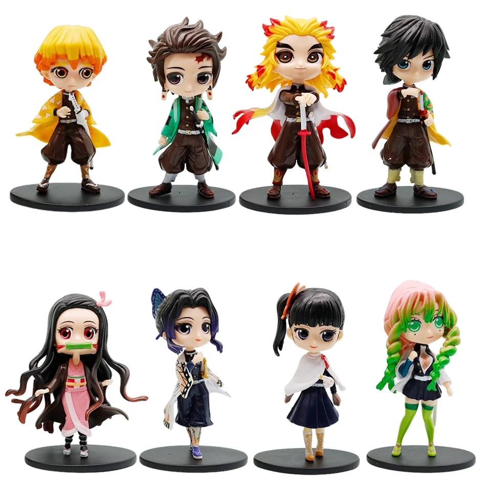 Anime Demon Slayer Figur Puppe Spielzeug Nezuko Tanjirou Zenitsu Inosuke Kyoujurou Shinobu Giyuu Qposket Modell Spielzeug Kinder Weihnachtsgeschenk