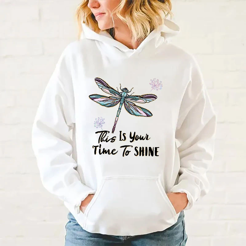 y2k hoodies Women/Mens Hoodies Dragonfly This Is You Time To Shine Print Hoodies Sweatshirt Winter Casual Streetwear Clothes