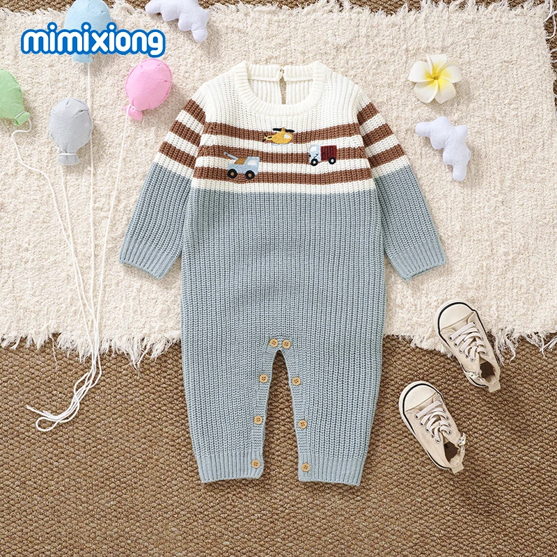 

Winter Baby Rompers Clothes Autumn Casual Crew Neck Long Sleeve Knit Newborn Boys Girls Jumpsuits 0-18m Infant Sweaters Playsuit