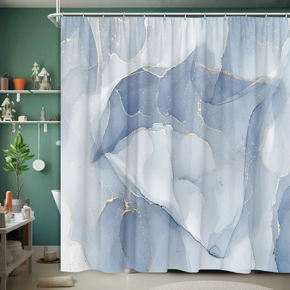 Marble Textured Shower Curtain Luxury Modern Geometric Creative Irregular Ink Art Home Polyester Fabric Bathroom Decor Curtains