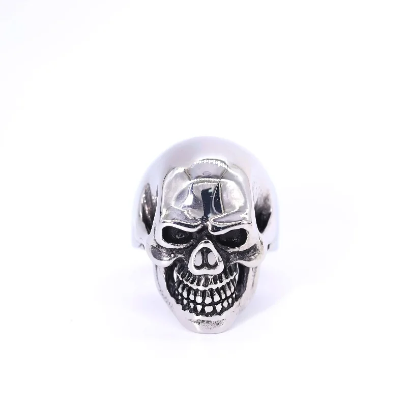 Gothic Stainless Steel Domineering Skull Ring Massive Polished Skull Ring–SS Biker/Rock Star Rings WDM Fashion Jewelry