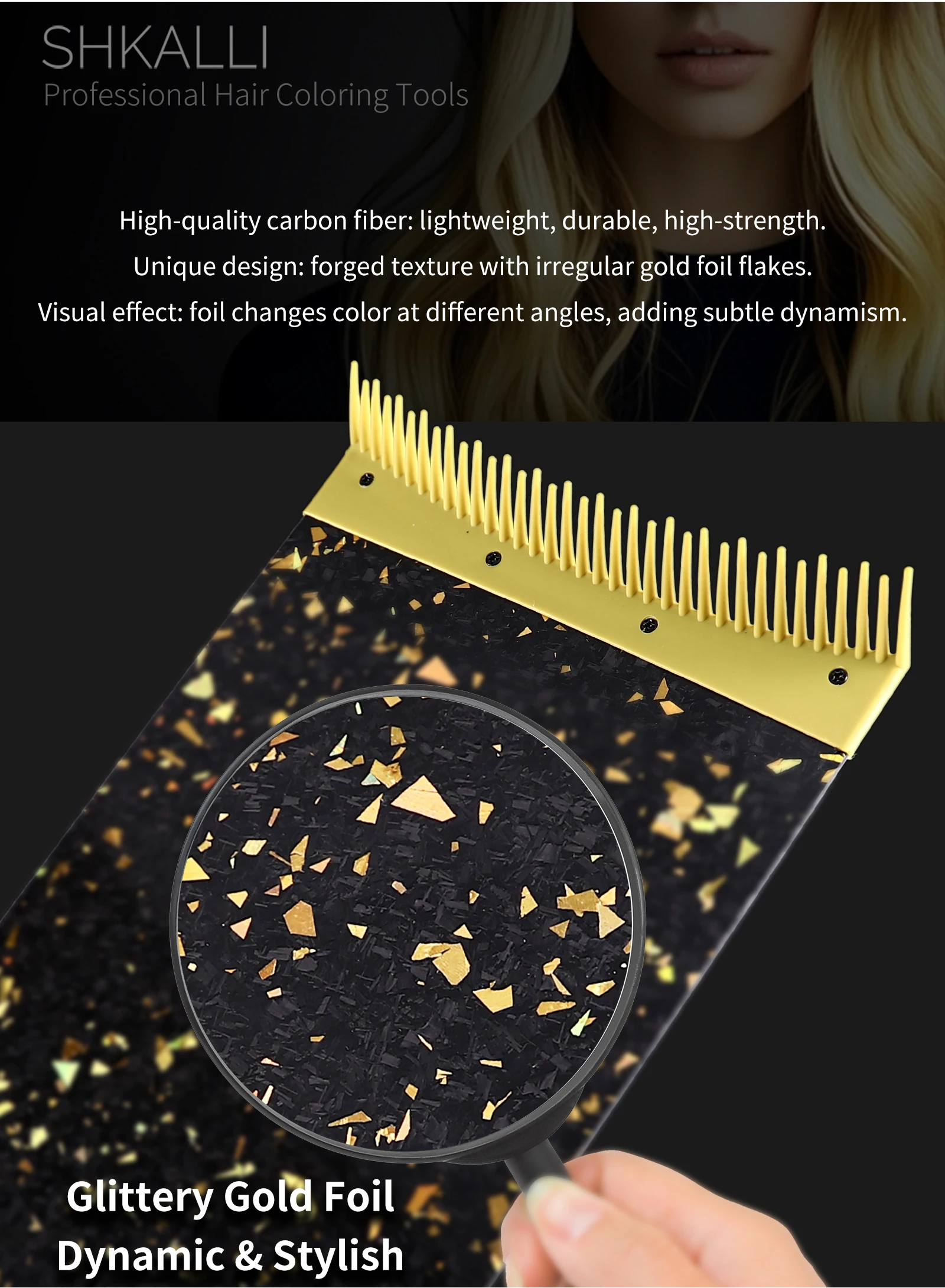SHKALLI Carbon Fiber Highlighting Board with Comb Teeth Hair Dyeing Board Styling Accessory for Hairdressers Coloring Tool