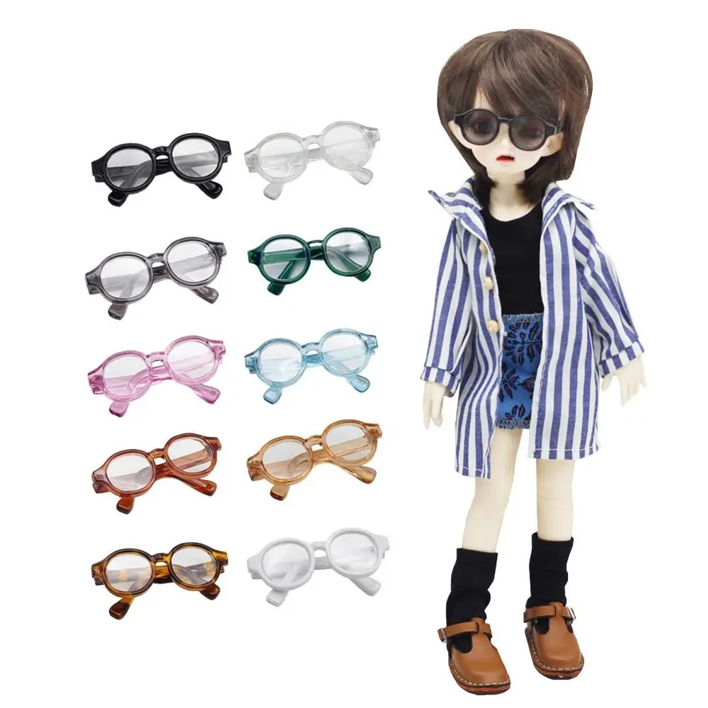Wielokolorowe mini okulary dla lalek 4,5 cm/1,77 cala Plastikowe spersonalizowane miniaturowe okulary dla lalek Okulary z okrągłą ramką Ozdoba dla lalek
