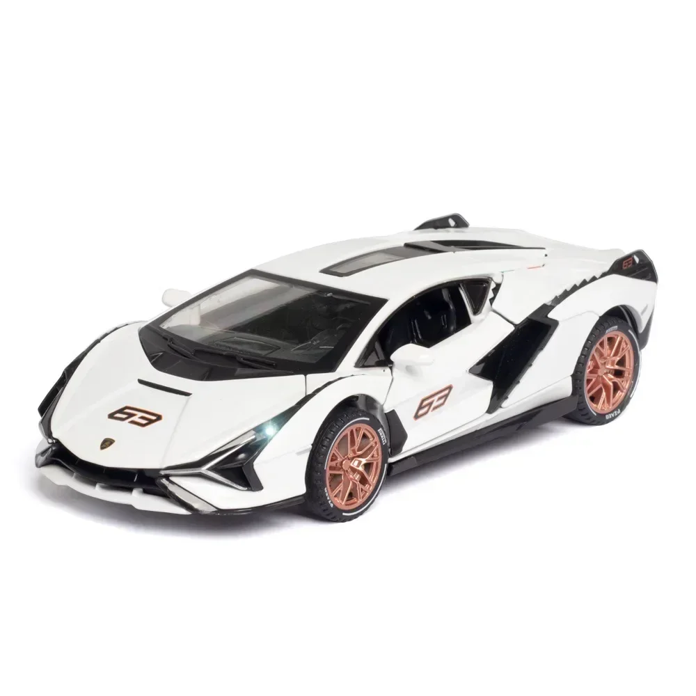 1:32 Lamborghini Sian Sportwagen Simulatie Diecast Metaallegering Model Auto Geluid Licht Trek Collectie Kinderen Speelgoed Geschenken A243